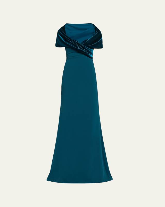 A-Line Sweetheart Gown with Velvet Cape